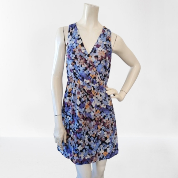 Paper Crown Dress Womens Petite S Blue Floral Sleeveless Stitch Fix - Picture 1 of 11